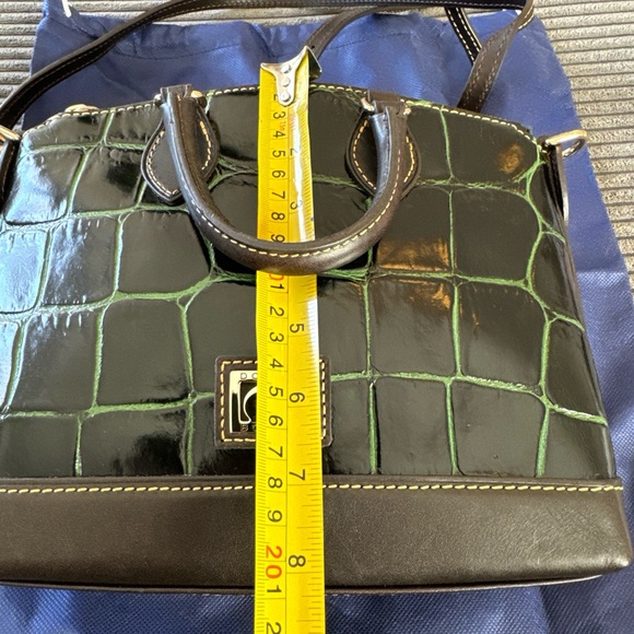 Dooney & Bourke Black and Green Croc-Embossed Leather Satchel - Picture 16 of 16